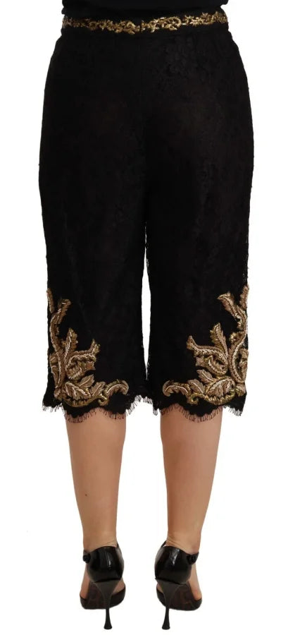 Dolce &amp; Gabbana Black Lace Gold Baroque SPECIAL PIECE Shorts