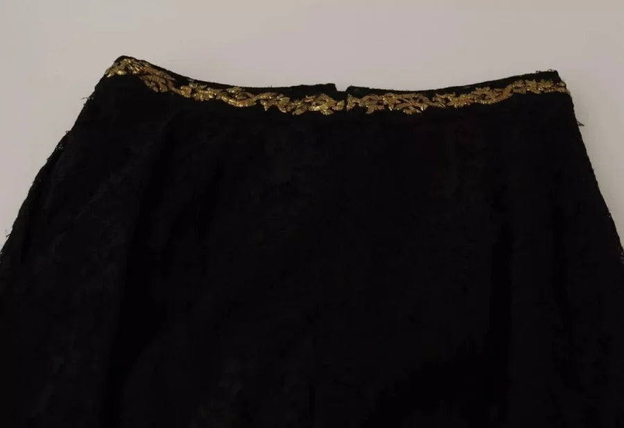 Dolce &amp; Gabbana Black Lace Gold Baroque SPECIAL PIECE Shorts
