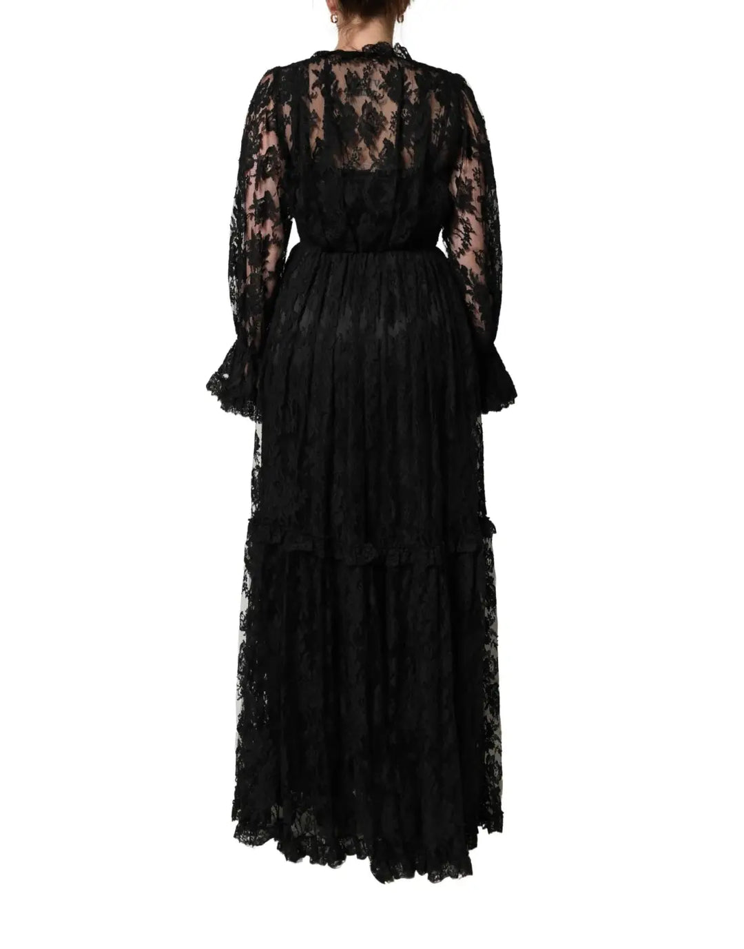 Dolce &amp; Gabbana Black Lace A-line Long Evening Gown Dress