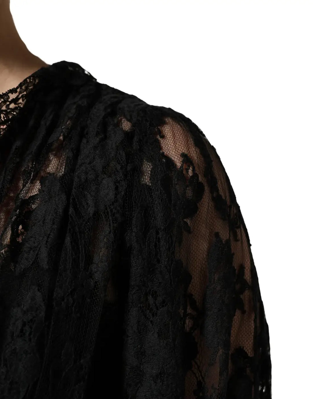 Dolce &amp; Gabbana Black Lace A-line Long Evening Gown Dress