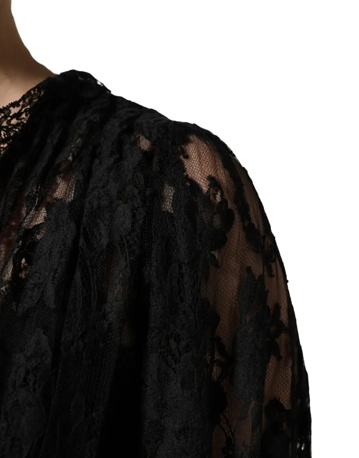 Dolce &amp; Gabbana Black Lace A-line Long Evening Gown Dress