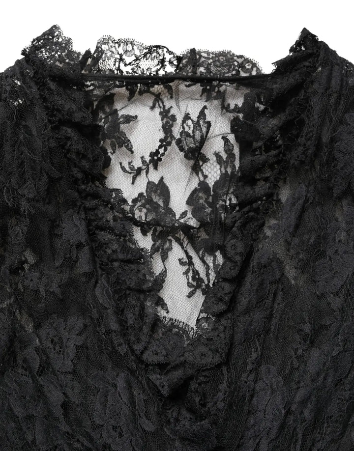 Dolce &amp; Gabbana Black Lace A-line Long Evening Gown Dress