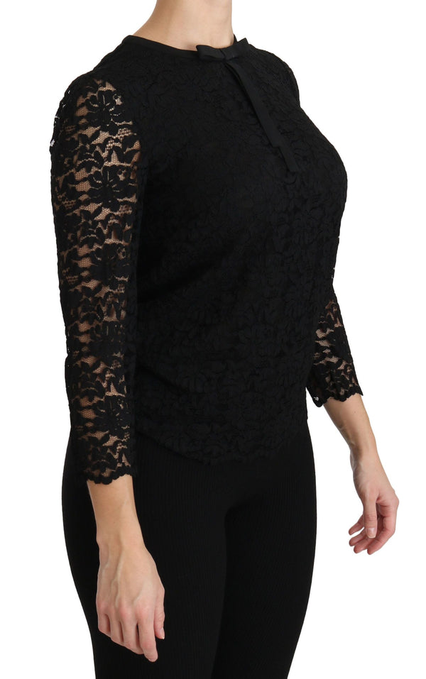 Dolce & Gabbana - Black Lace Long Sleeve Nylon Blouse