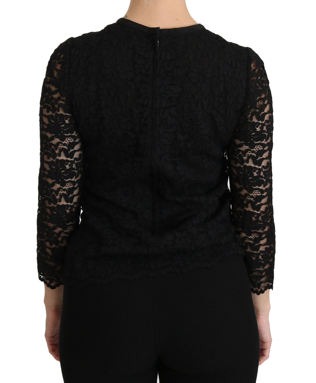 Dolce &amp; Gabbana - Black Lace Long Sleeve Nylon Blouse