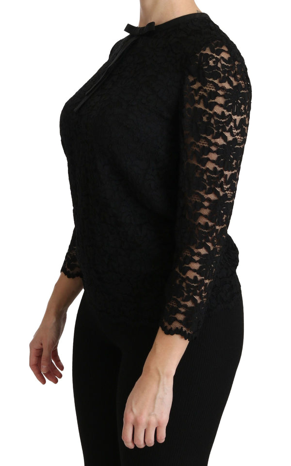 Dolce & Gabbana - Black Lace Long Sleeve Nylon Blouse
