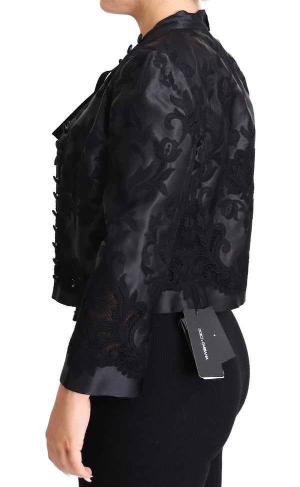 Dolce & Gabbana Coats Jackets - Black Lace Sheer Corset Organza Silk Jacket