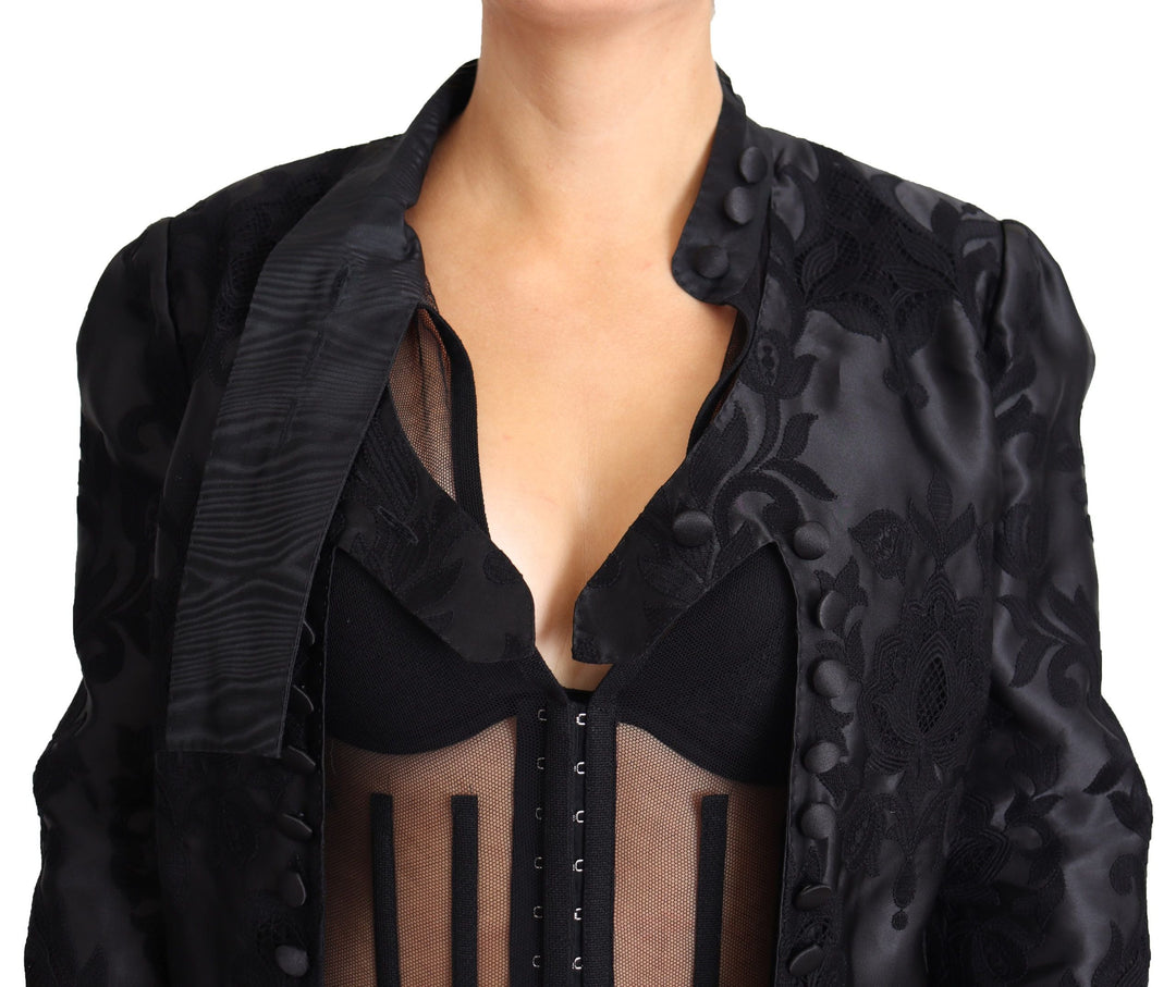 Dolce &amp; Gabbana Coats Jackets - Black Lace Sheer Corset Organza Silk Jacket
