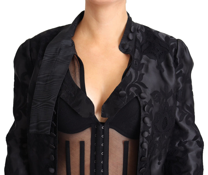 Dolce &amp; Gabbana Coats Jackets - Black Lace Sheer Corset Organza Silk Jacket