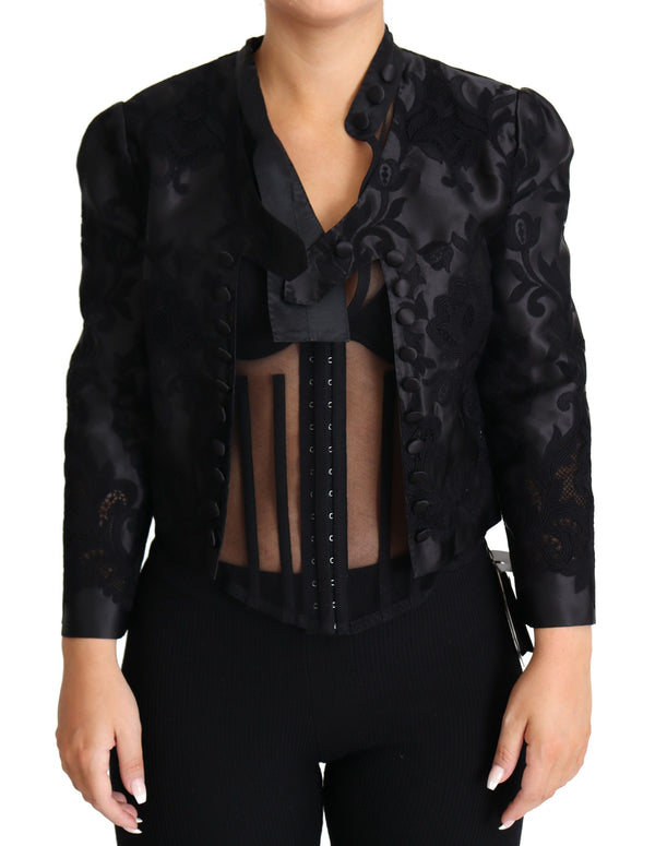 Dolce & Gabbana Coats Jackets - Black Lace Sheer Corset Organza Silk Jacket