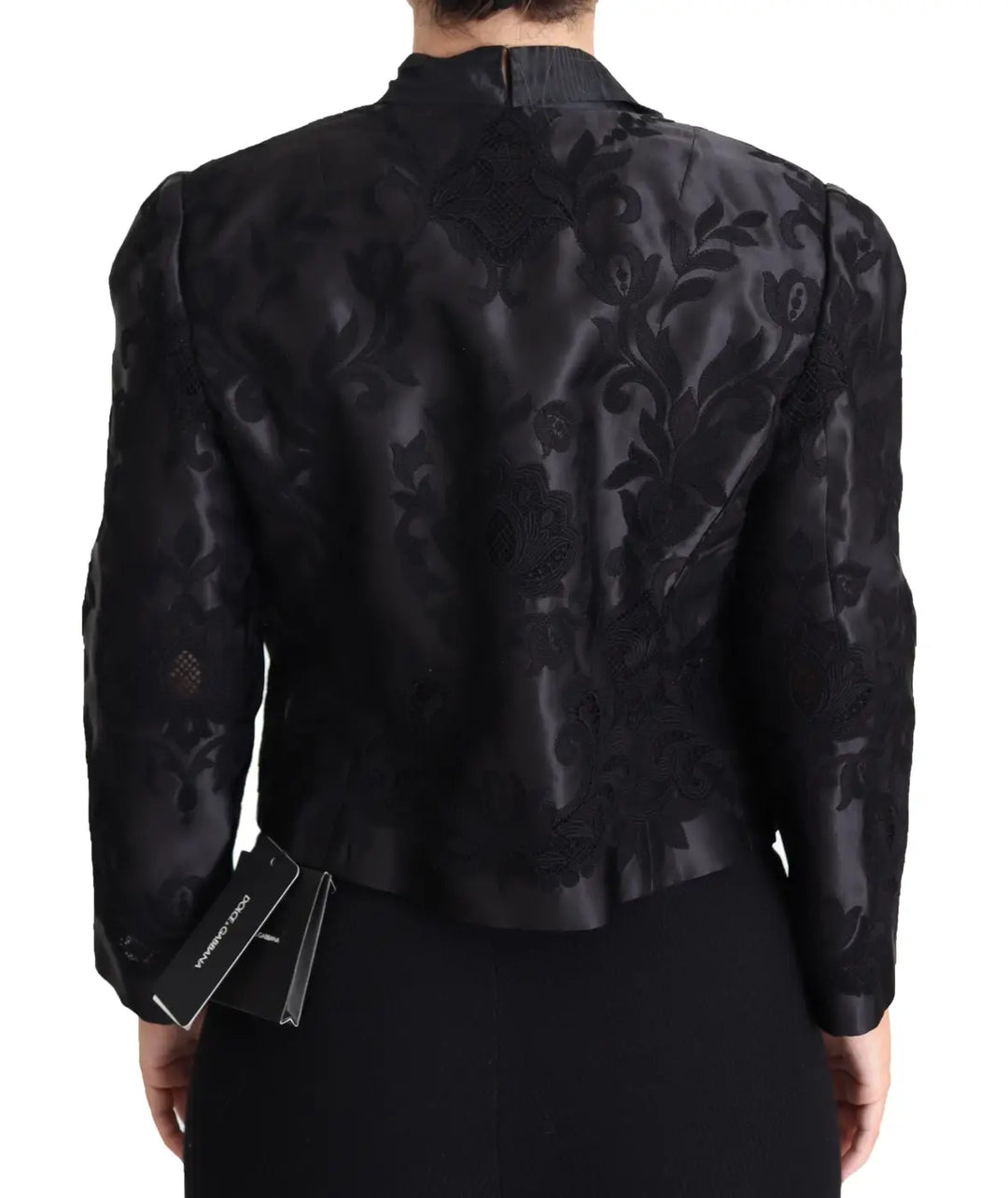 Dolce &amp; Gabbana Black Lace Sheer Corset Organza Silk Jacket