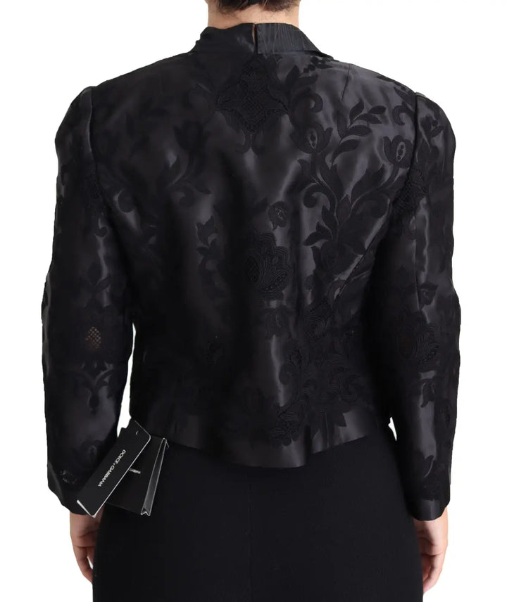 Dolce &amp; Gabbana Black Lace Sheer Corset Organza Silk Jacket