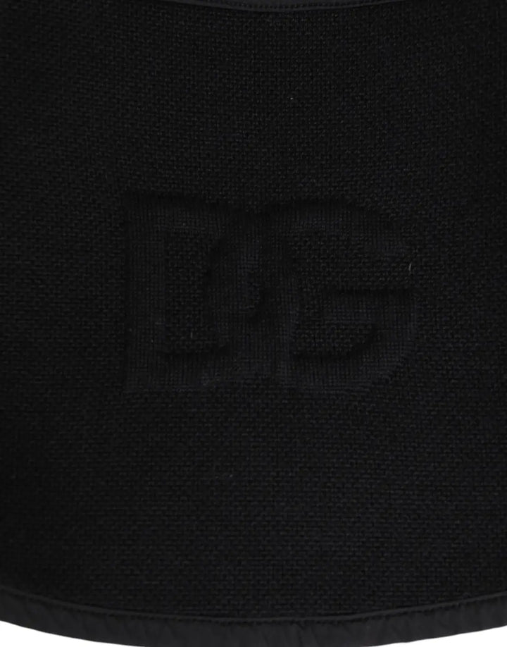 Dolce &amp; Gabbana Black Lace Stole Knitted DG Logo Men One Size Scarf