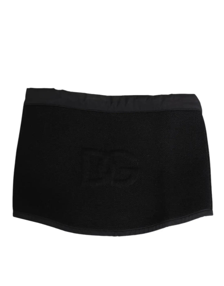 Dolce &amp; Gabbana Black Lace Stole Knitted DG Logo Men One Size Scarf