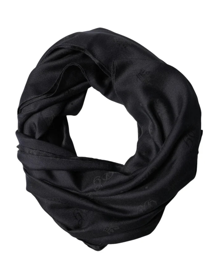 Dolce &amp; Gabbana Black Lace Stole Silk NeckWrap Shawl Scarf