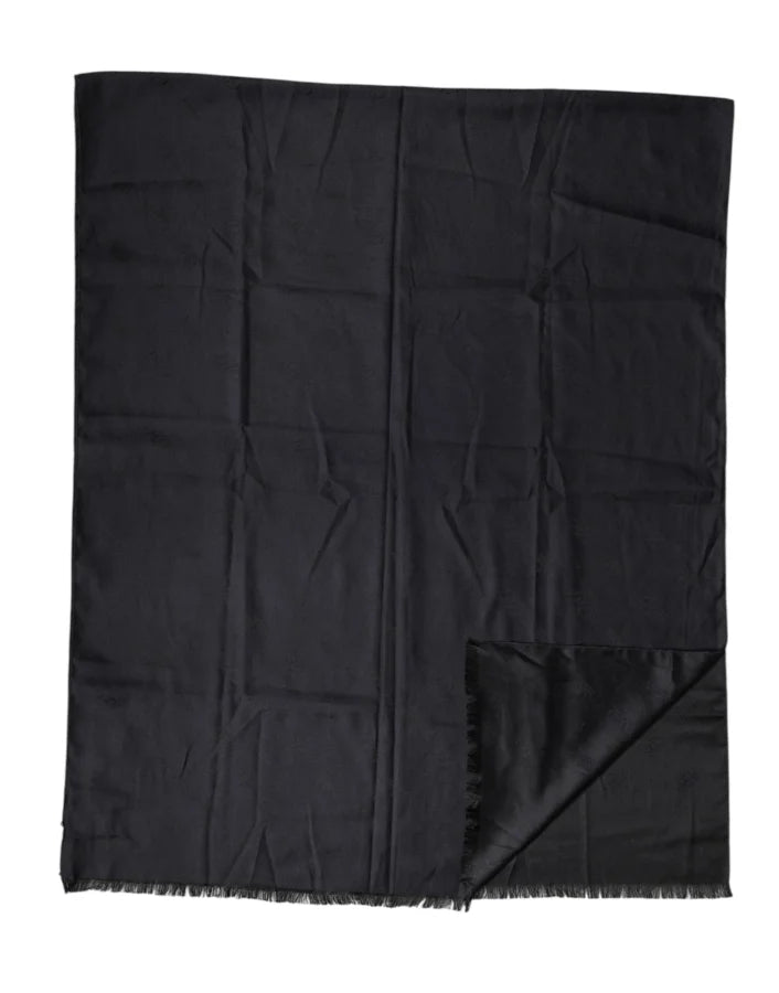 Dolce &amp; Gabbana Black Lace Stole Silk NeckWrap Shawl Scarf