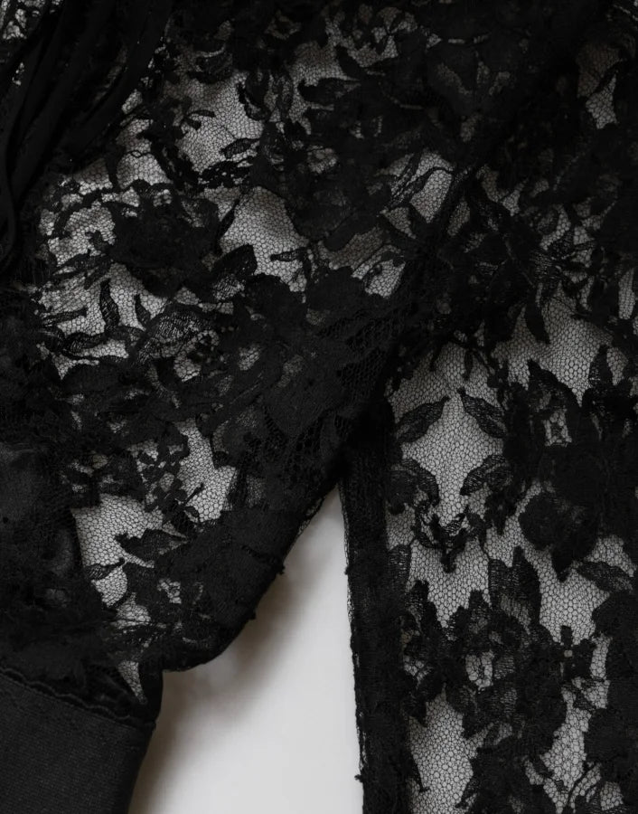 Dolce &amp; Gabbana Black Lace Trim Cotton Sheath Midi Dress