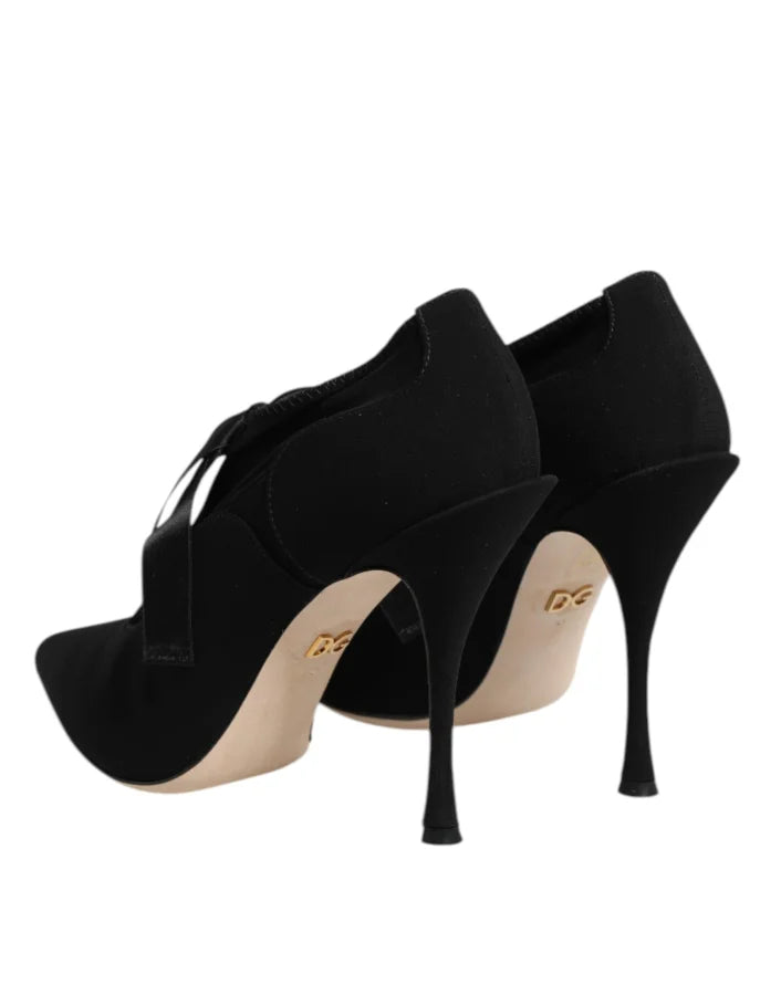 Dolce &amp; Gabbana Black Lace Up Stiletto Heels Pumps Shoes