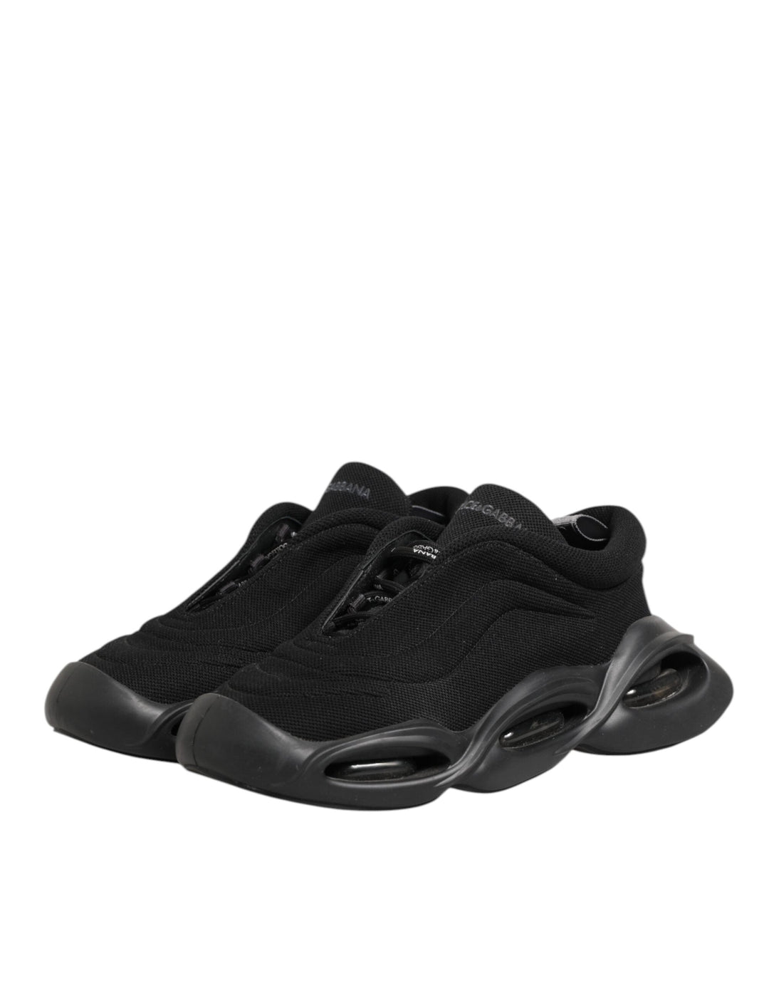 Dolce &amp; Gabbana Black Lace Up Wave Low Top Men Sneaker Shoes