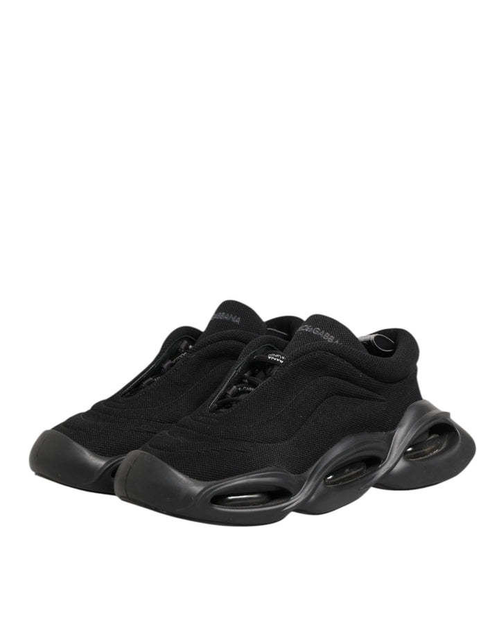 Dolce &amp; Gabbana Black Lace Up Wave Low Top Men Sneaker Shoes