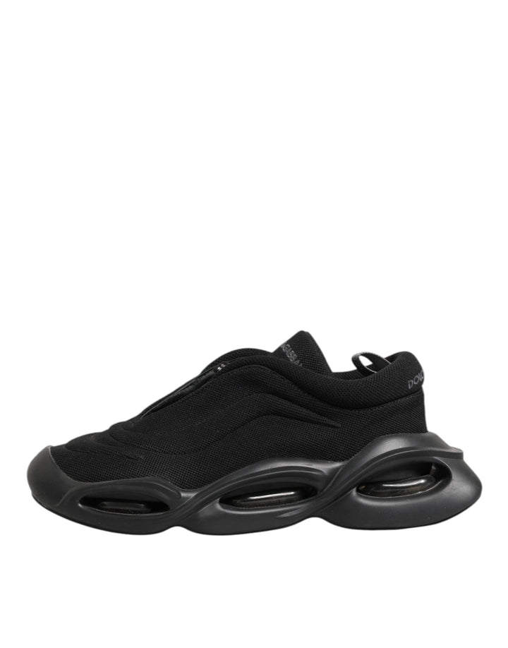 Dolce &amp; Gabbana Black Lace Up Wave Low Top Men Sneaker Shoes