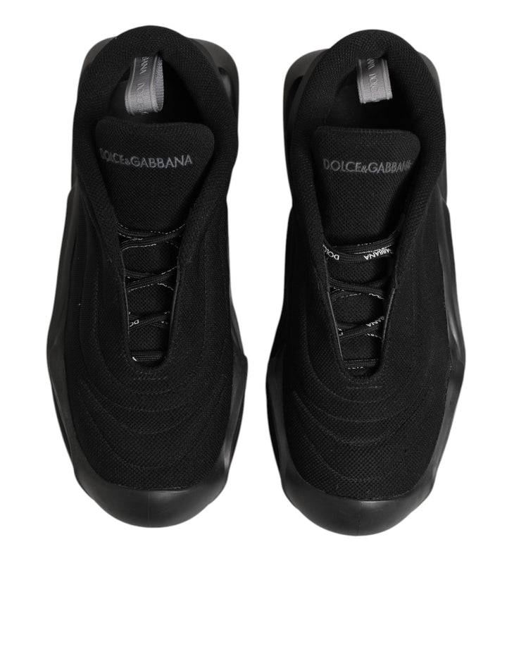 Dolce &amp; Gabbana Black Lace Up Wave Low Top Men Sneaker Shoes