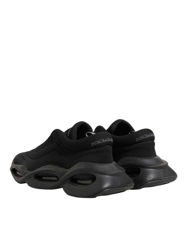 Dolce &amp; Gabbana Black Lace Up Wave Low Top Men Sneaker Shoes