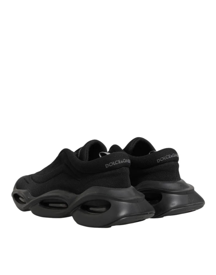 Dolce &amp; Gabbana Black Lace Up Wave Low Top Men Sneaker Shoes