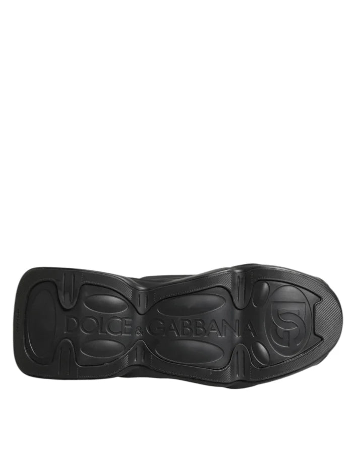 Dolce &amp; Gabbana Black Lace Up Wave Low Top Men Sneaker Shoes