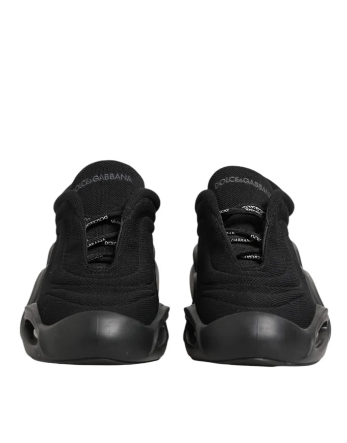Dolce &amp; Gabbana Black Lace Up Wave Low Top Men Sneaker Shoes