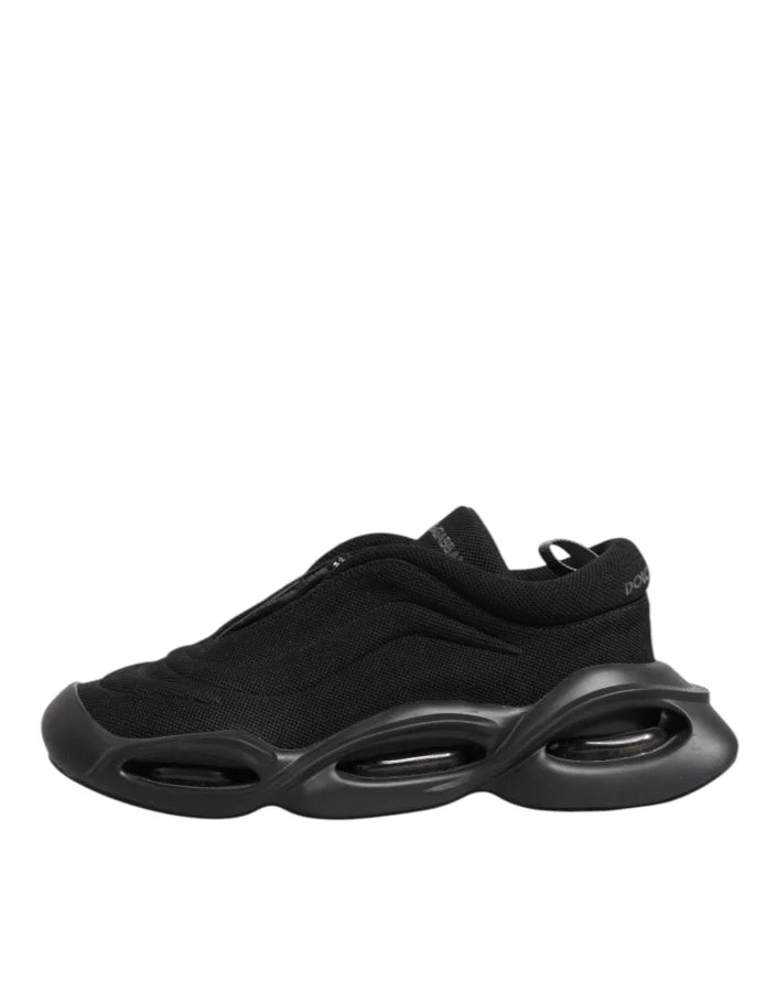 Dolce &amp; Gabbana Black Lace Up Wave Low Top Men Sneaker Shoes