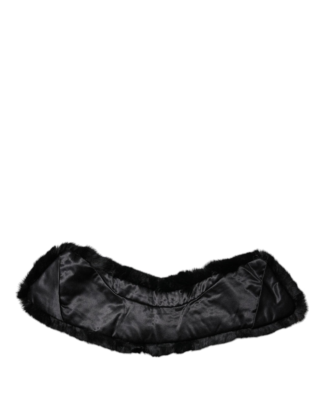Dolce &amp; Gabbana Black Lamb Fur Collar Women Neck Wrap Scarf