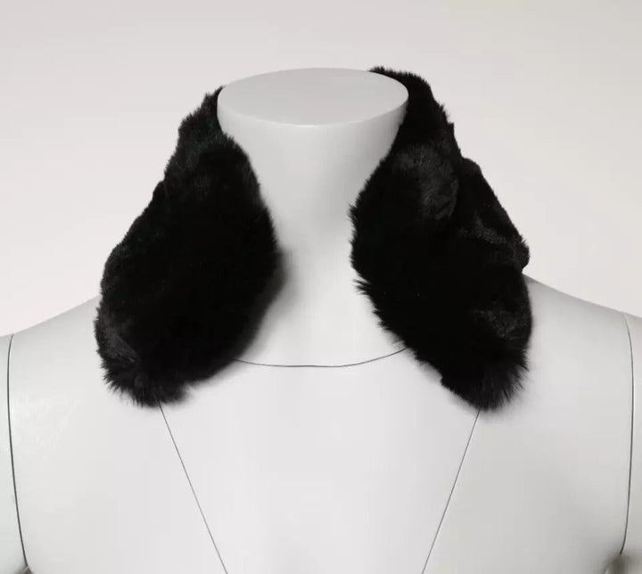 Dolce &amp; Gabbana Black Lamb Fur Collar Women Neck Wrap Scarf