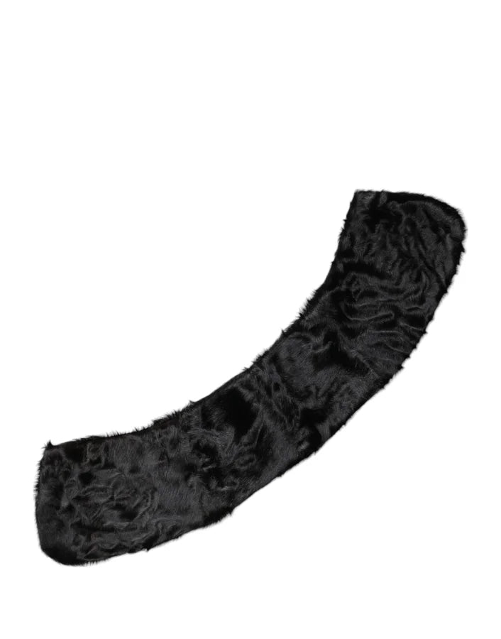 Dolce &amp; Gabbana Black Lamb Fur Collar Women Neck Wrap Scarf