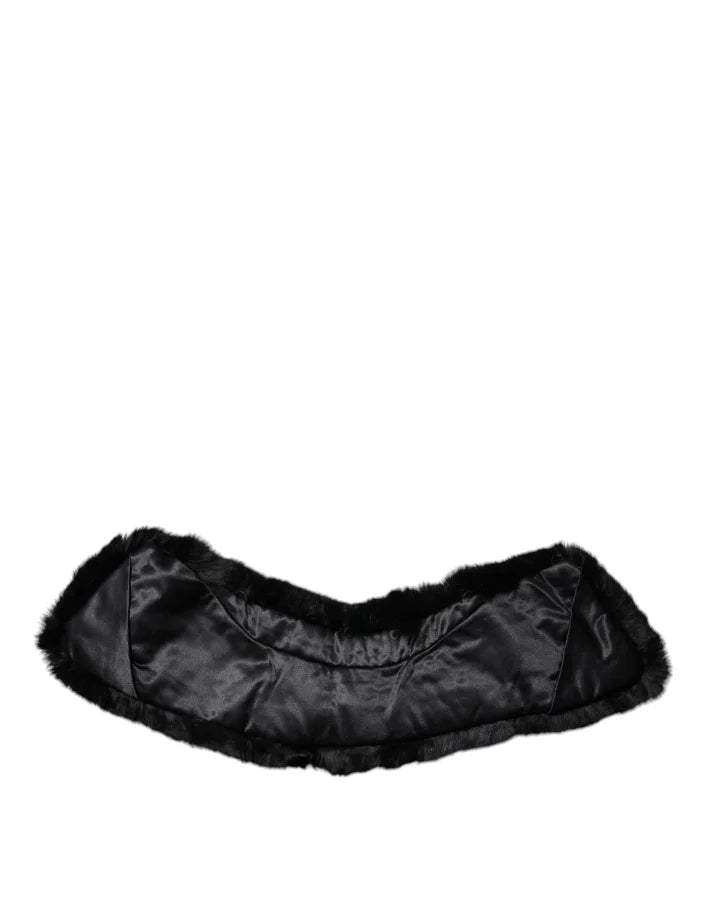 Dolce &amp; Gabbana Black Lamb Fur Collar Women Neck Wrap Scarf