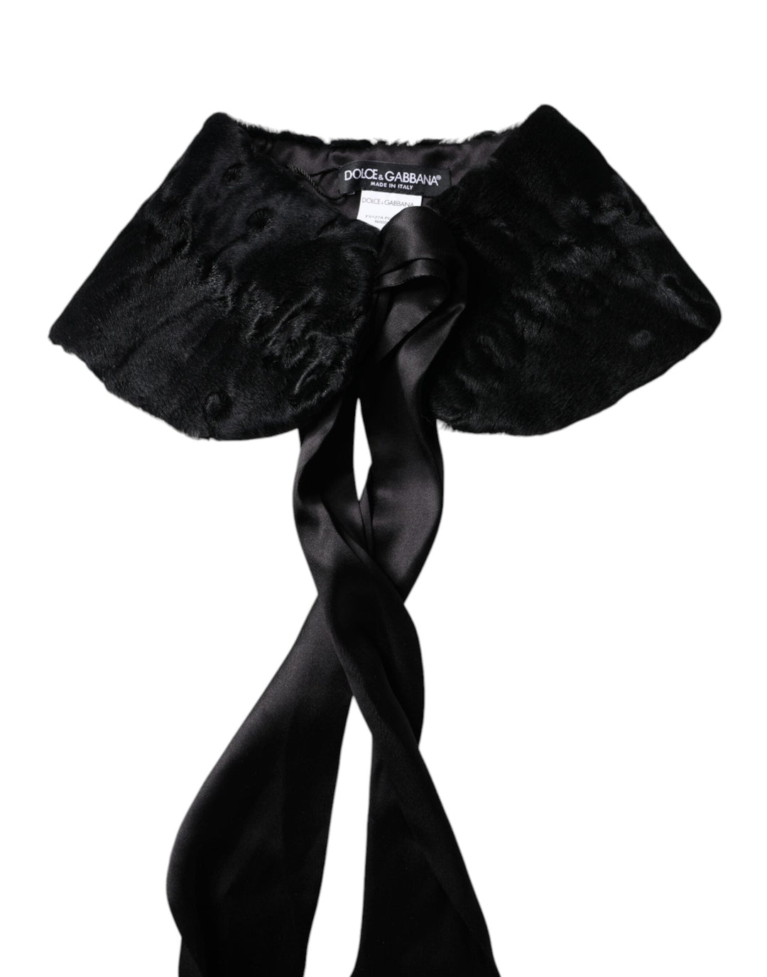 Dolce &amp; Gabbana Black Lamb Fur Women Neck Warmer Winter Scarf