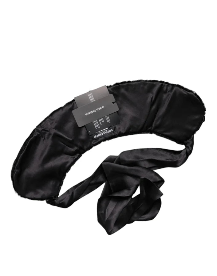 Dolce &amp; Gabbana Black Lamb Fur Women Neck Warmer Winter Scarf