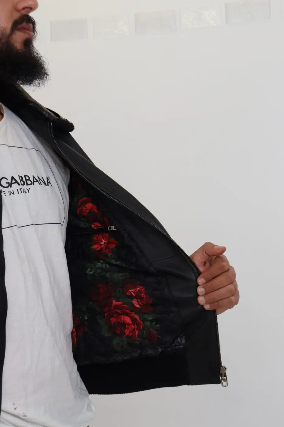 Dolce &amp; Gabbana Black Lamb Leather Collared Men Coat Jacket