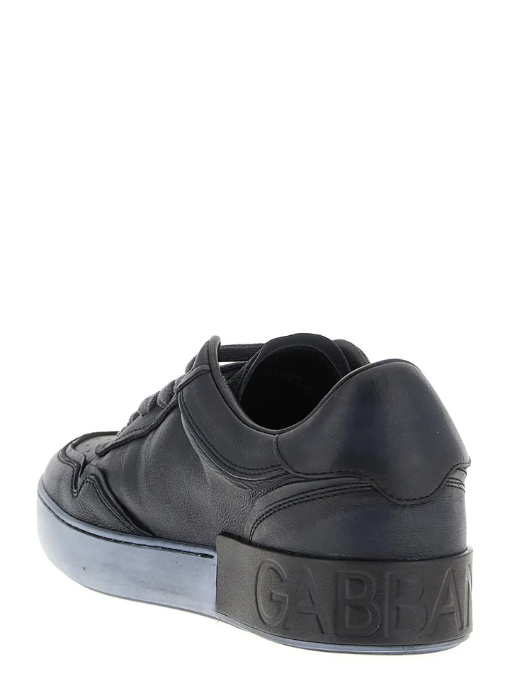 Dolce &amp; Gabbana Black Lamb Leather Low Top Sneakers