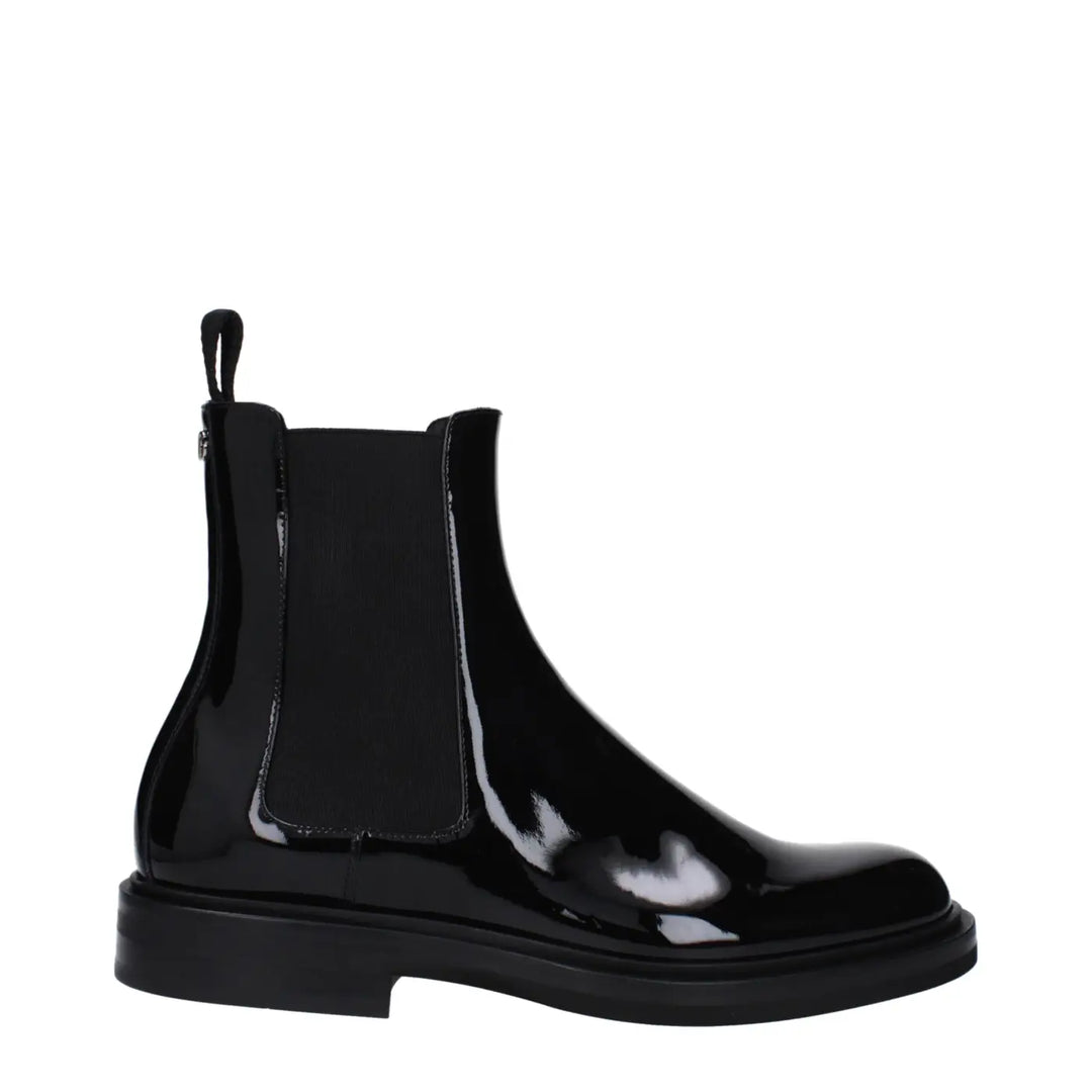 Dolce &amp; Gabbana Black Leather Ankle Boots