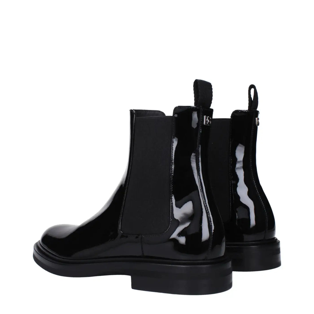 Dolce &amp; Gabbana Black Leather Ankle Boots