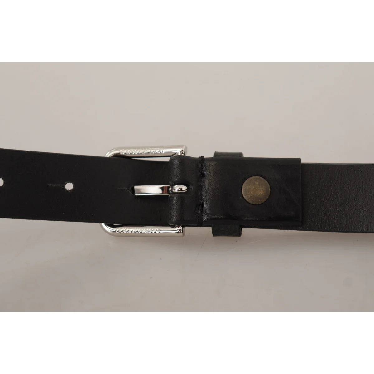 Dolce Gabbana Black Leather Belt With Eye Catching Metal Buckle &