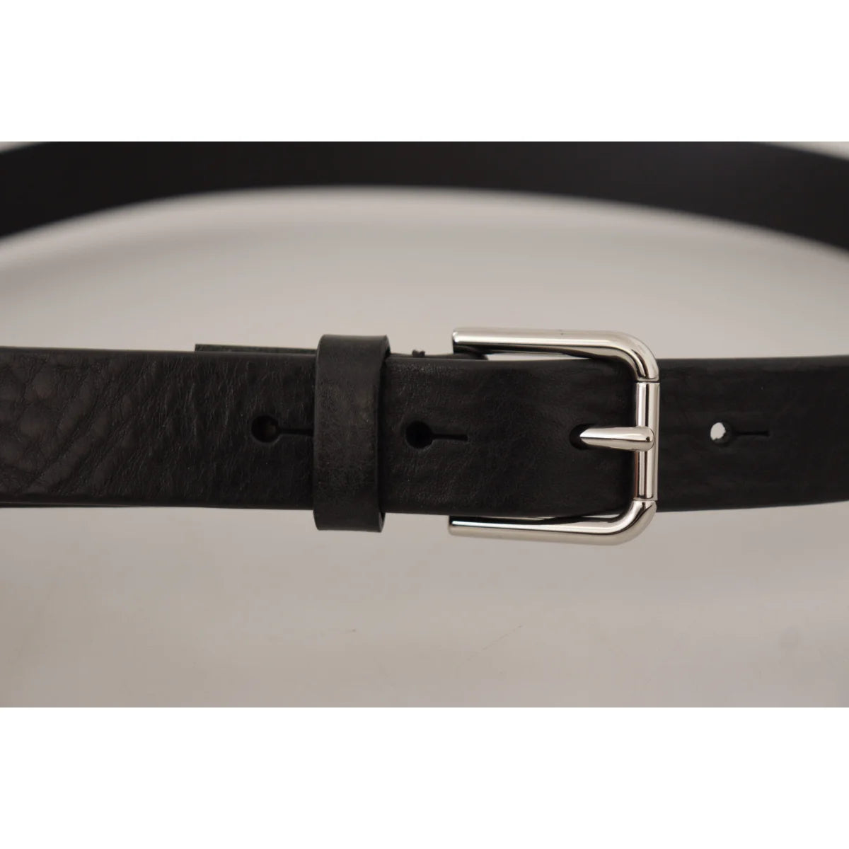 Dolce Gabbana Black Leather Belt With Eye Catching Metal Buckle &