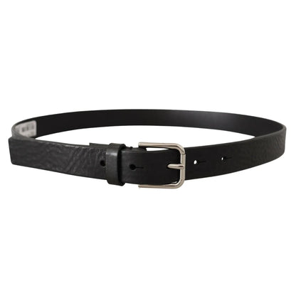Dolce Gabbana Black Leather Belt With Eye Catching Metal Buckle &