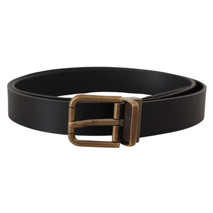 Dolce Gabbana Black Leather Belt Italian Style Vintage Buckle &
