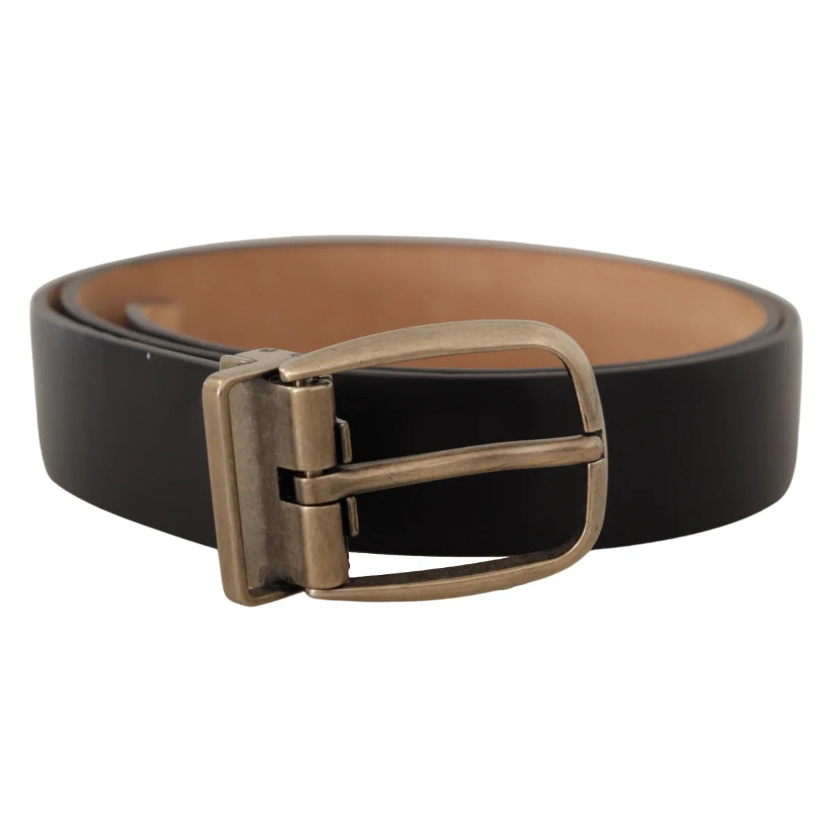 Dolce Gabbana Black Leather Belt with Metal Buckle Elegance &