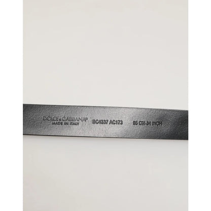 Dolce & Gabbana Black Leather Belt with Silver Tone Studded Buckle