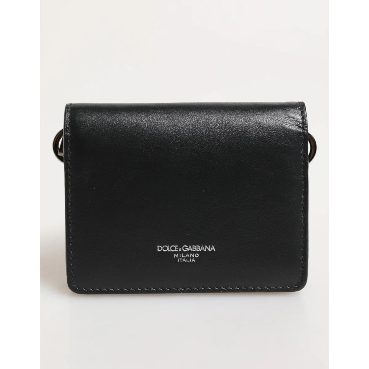Dolce & Gabbana Black Leather Bifold Card Holder Wallet for Men