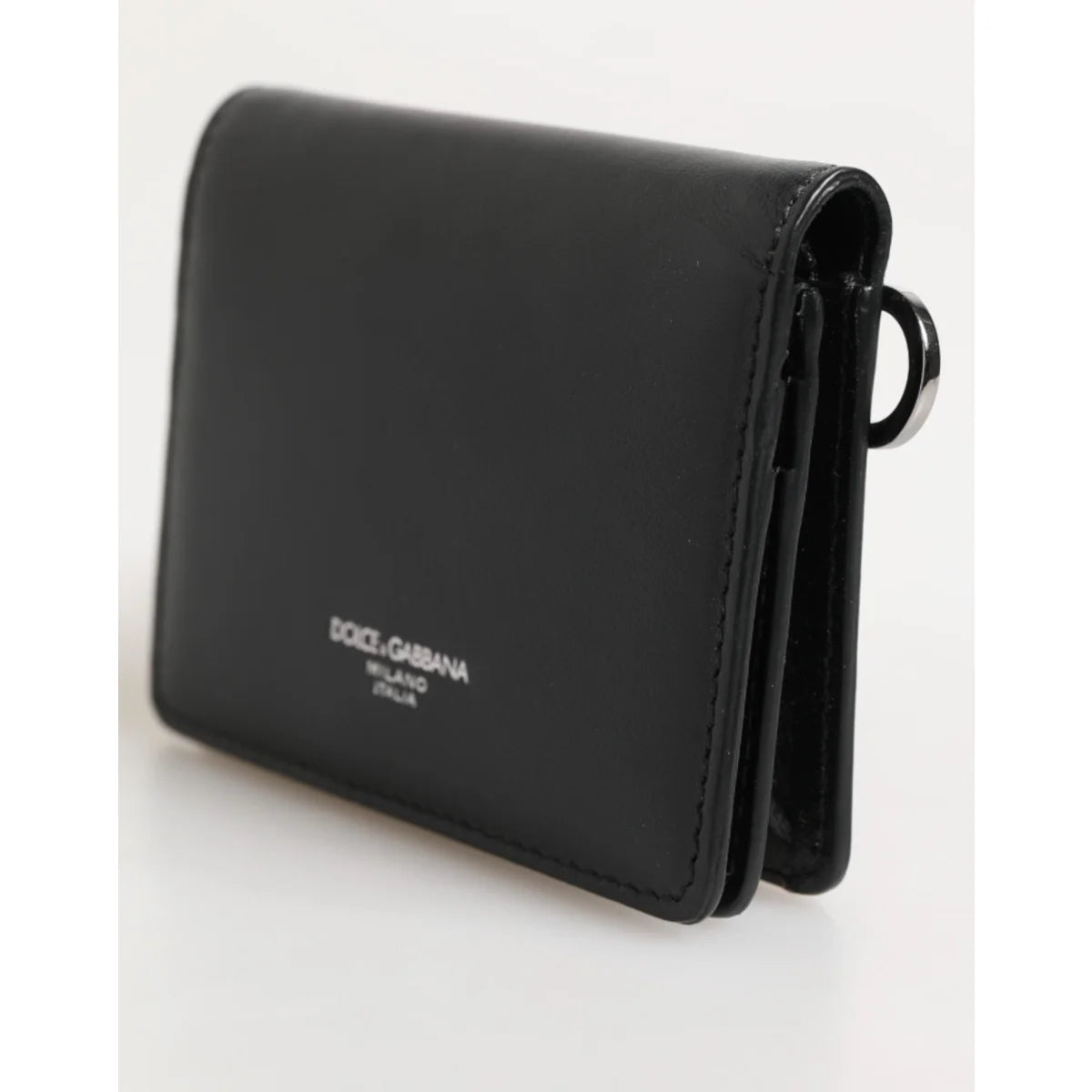 Dolce & Gabbana Black Leather Bifold Card Holder Wallet for Men
