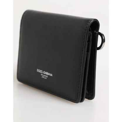 Dolce & Gabbana Black Leather Bifold Card Holder Wallet for Men