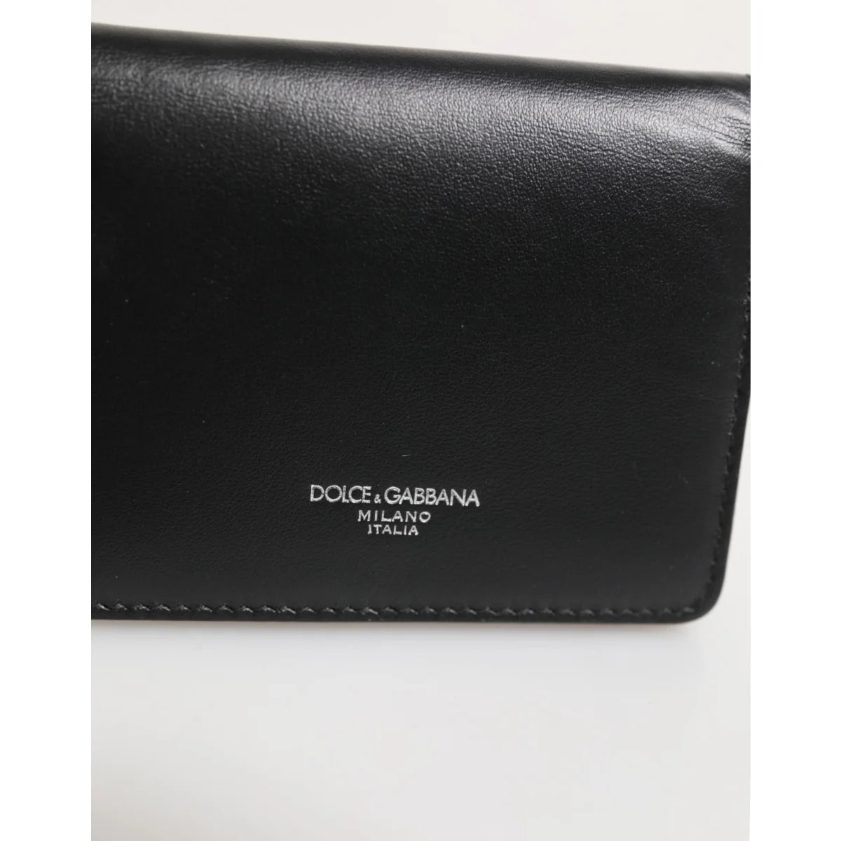 Dolce & Gabbana Black Leather Bifold Card Holder Wallet for Men
